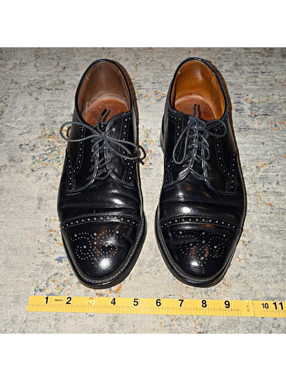Allen Edmonds Men’s Black Leather Lace-Up Cap Toe Brogue Oxfords 8.5EE 5207